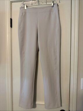 Classic Straight-Leg Pull-On Pants in Light Gray